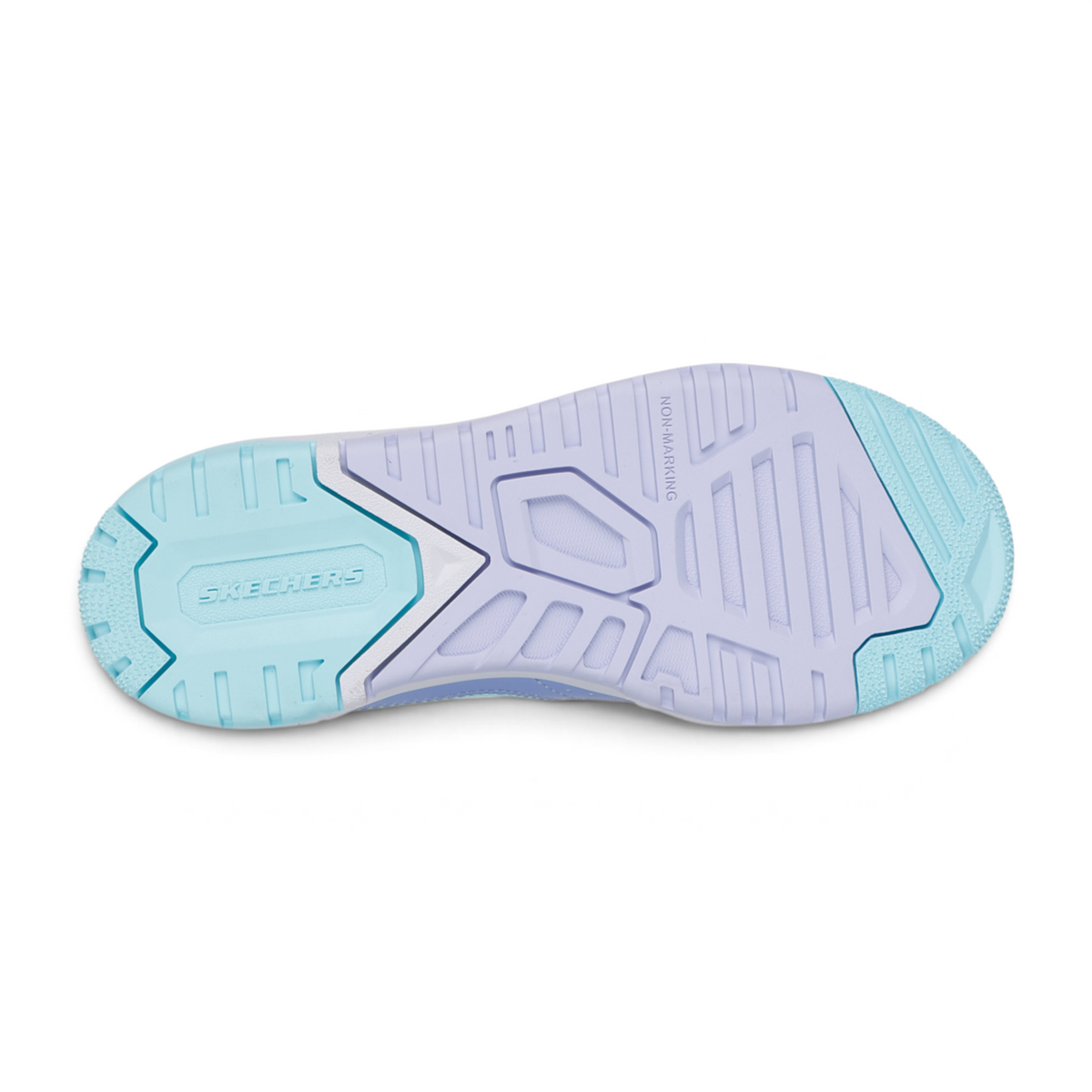 FRG SKECHERS Street Tres-Air Uno Vision-Airy sneaker outsole in light blue and lavender with non-marking tread