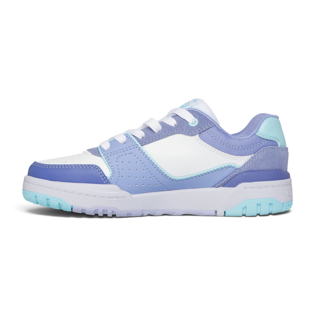 FRG SKECHERS Street Tres-Air Uno Vision-Airy sneakers in white, purple, and light blue with a chunky sole.