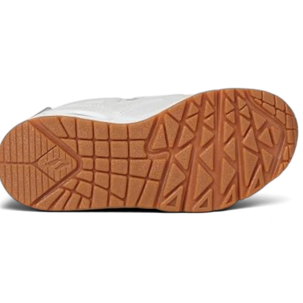 FRG SKECHERS Street Tres-Air Uno Vision-Airy sneaker showing the textured brown rubber traction outsole