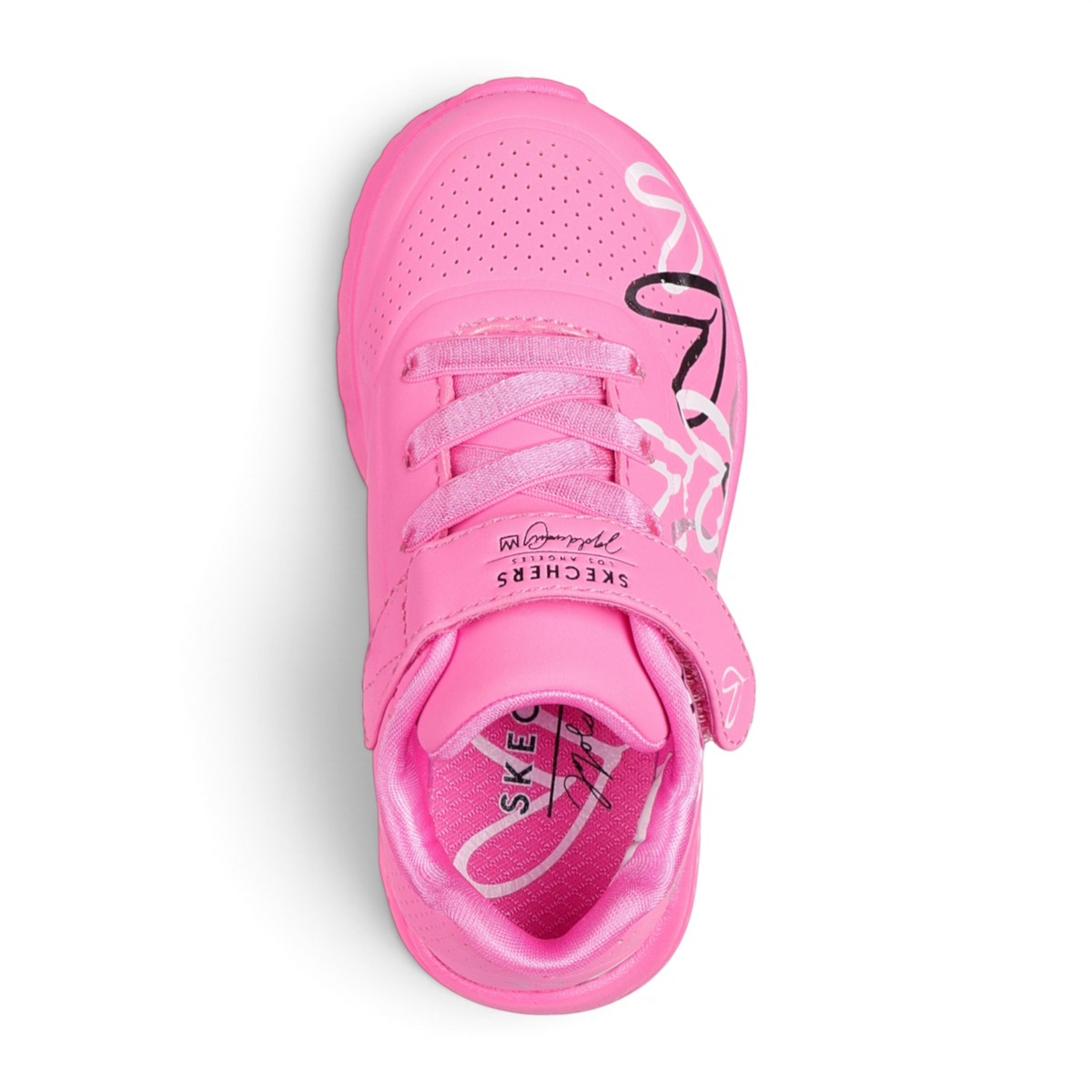 FRG UNO LITE LOVE LEVITATE bright pink sneakers with heart graphic details and hook-and-loop strap closure