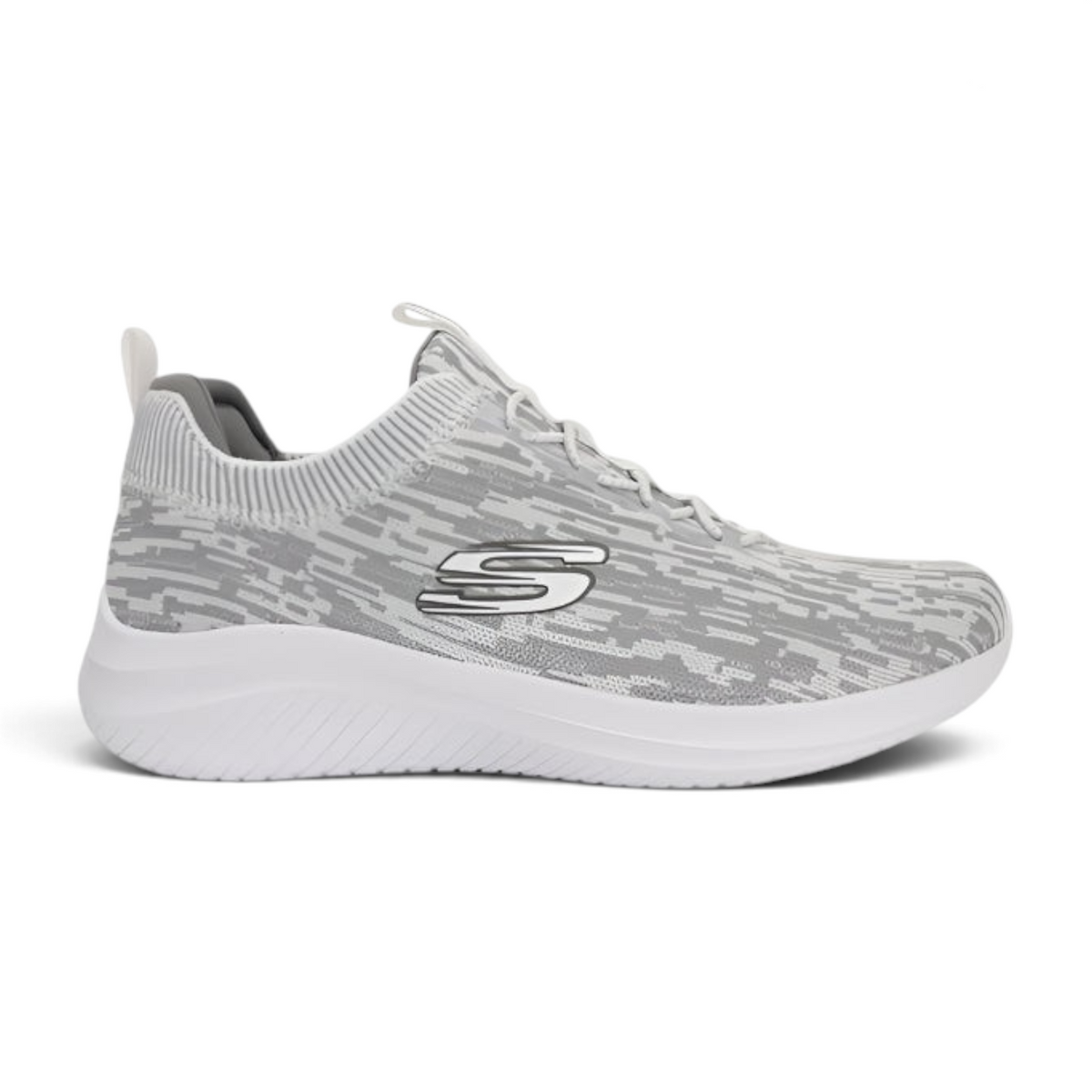 FRG Skechers Ultra Flex 3.0 grey and white patterned vegan knit sneaker with memory foam insole