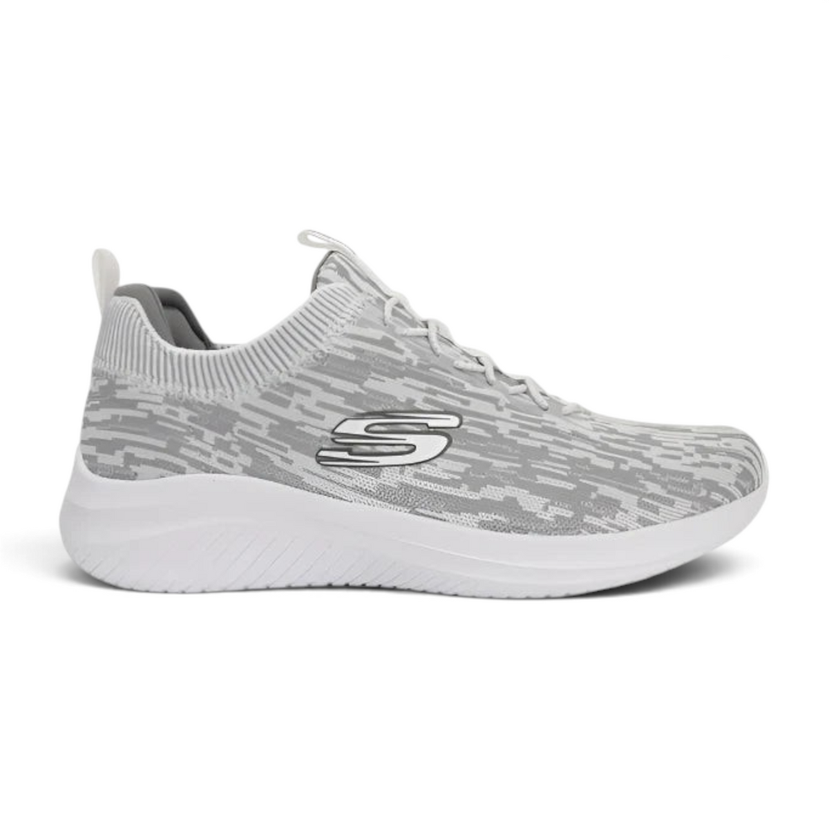 FRG Skechers Ultra Flex 3.0 grey patterned vegan sneaker with Air-Cooled Memory Foam insole and white sole