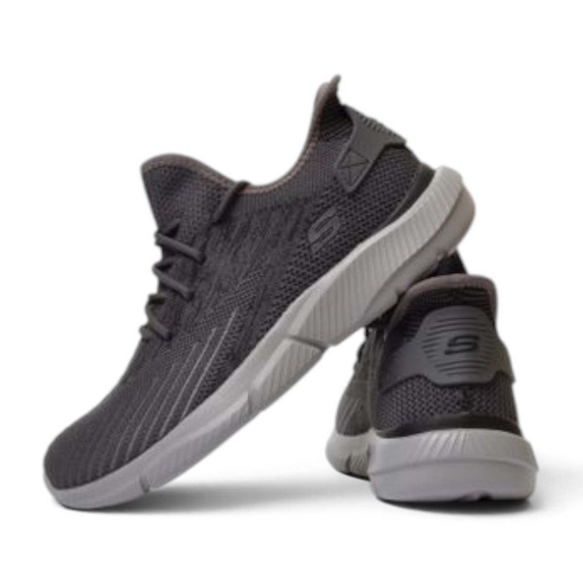 FRG Skechers Ingram charcoal mid-top sneaker with breathable mesh upper and cushioned rubber sole