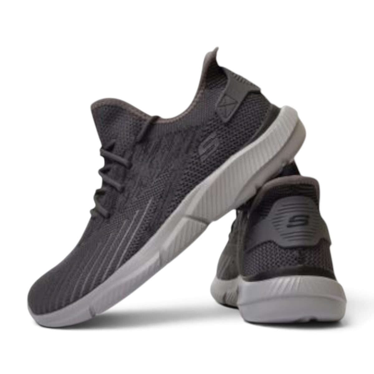 FRG Skechers Ingram charcoal mid-top sneaker with breathable mesh upper and cushioned rubber sole