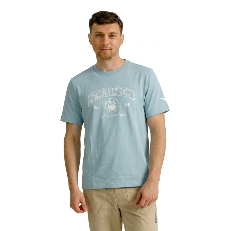 ANTA Retro Sports Short Sleeve T-Shirt Blue