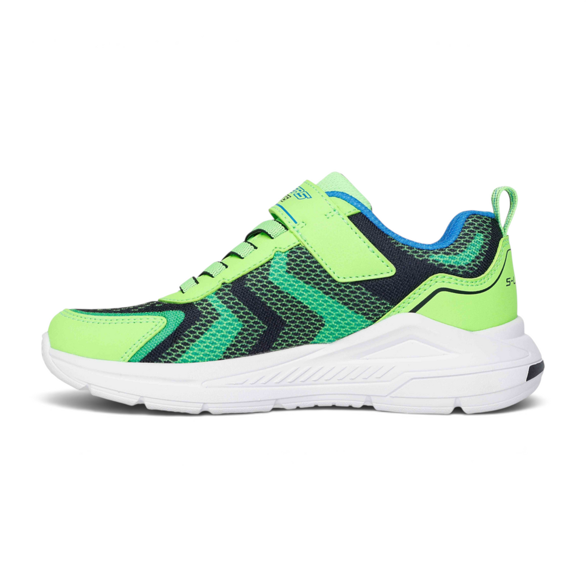 FRG TRI - NAMICS kids athletic sneakers in neon green and black mesh with a white cushioned sole and velcro strap