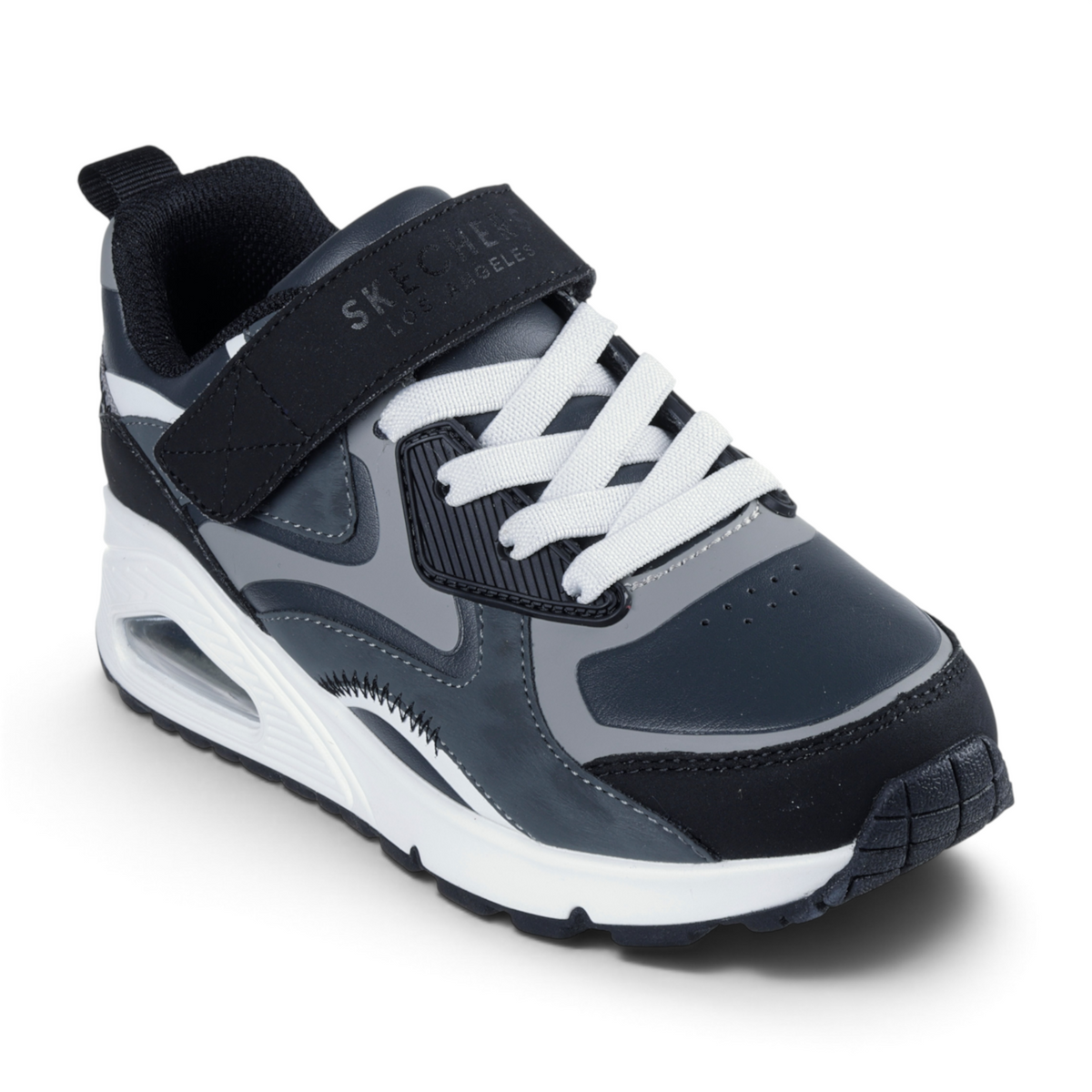 FRG SKECHERS Street Tres-Air Uno Vision-Airy sneaker in navy and grey with white laces and visible air cushion sole