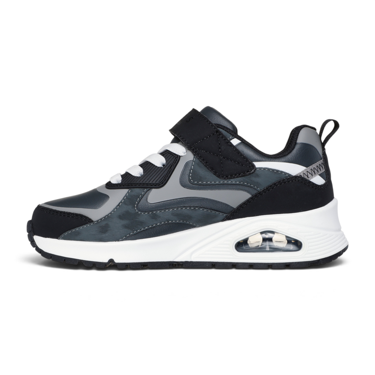 FRG Skechers Street Tres-Air Uno Vision-Airy sneaker in grey and black with a white midsole and visible air cushion.