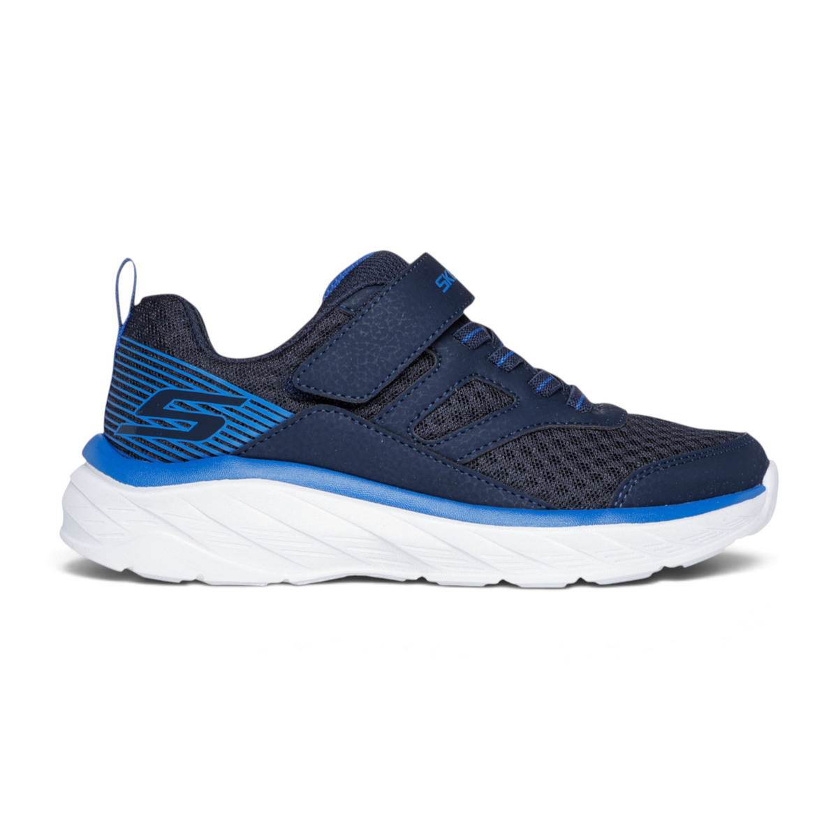FRG BOUNDLESS navy blue athletic sneaker with mesh upper, hook-and-loop strap, and white cushioned midsole