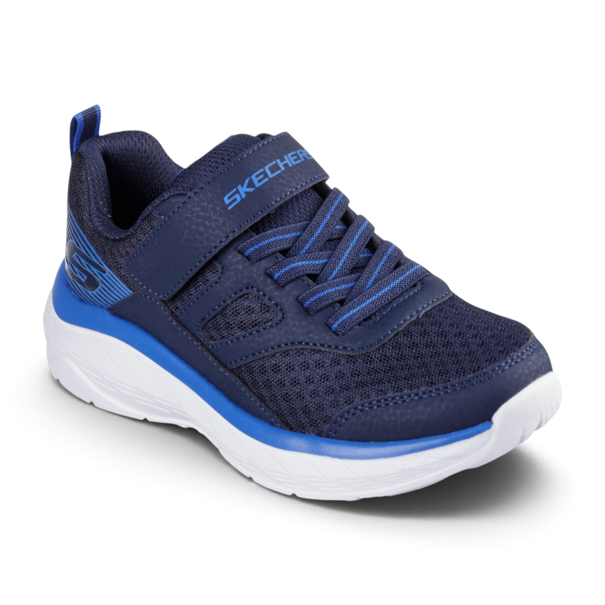 FRG BOUNDLESS navy blue mesh athletic sneakers with hook-and-loop strap and white cushioned sole