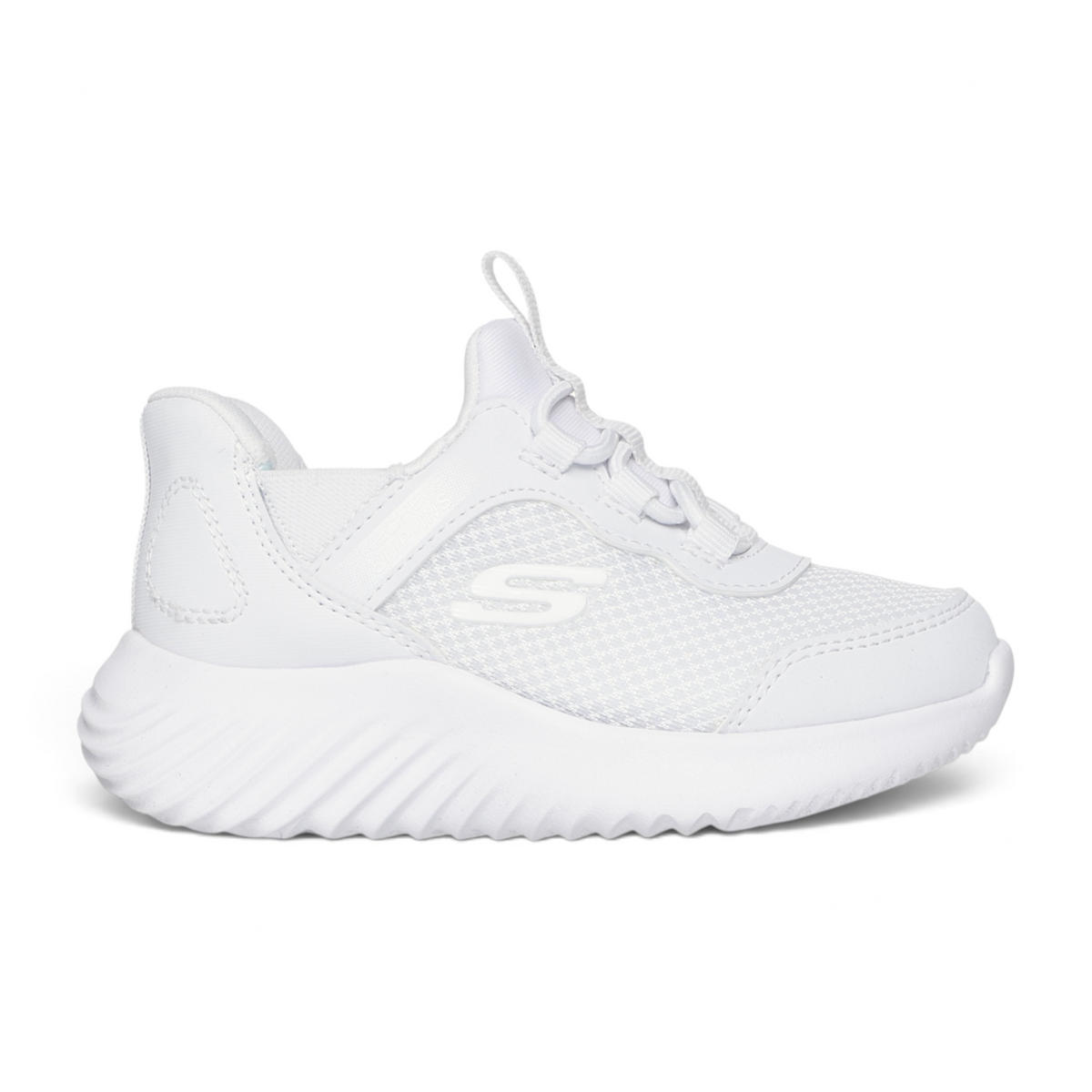 FRG Bounder Brisk Burst all-white lightweight athletic sneaker with mesh upper and cushioned grooved sole