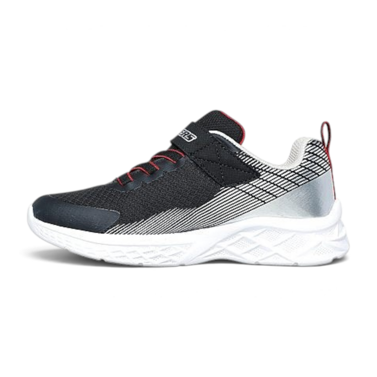 FRG Microspec II Zovrix lightweight black and silver athletic sneaker with hook and loop strap and white sole