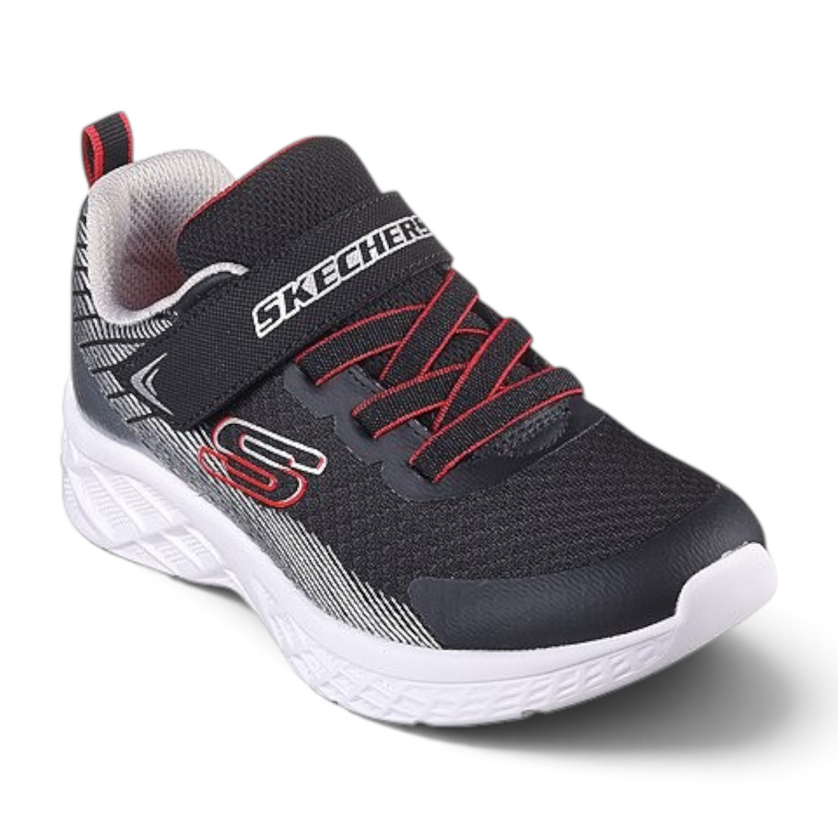 FRG Microspec II Zovrix lightweight black and red athletic sneaker with hook-and-loop strap and white sole