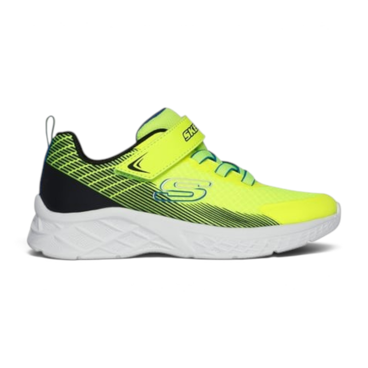 FRG Microspec II Zovrix kids sneaker in neon yellow and black with a hook-and-loop strap and white athletic sole