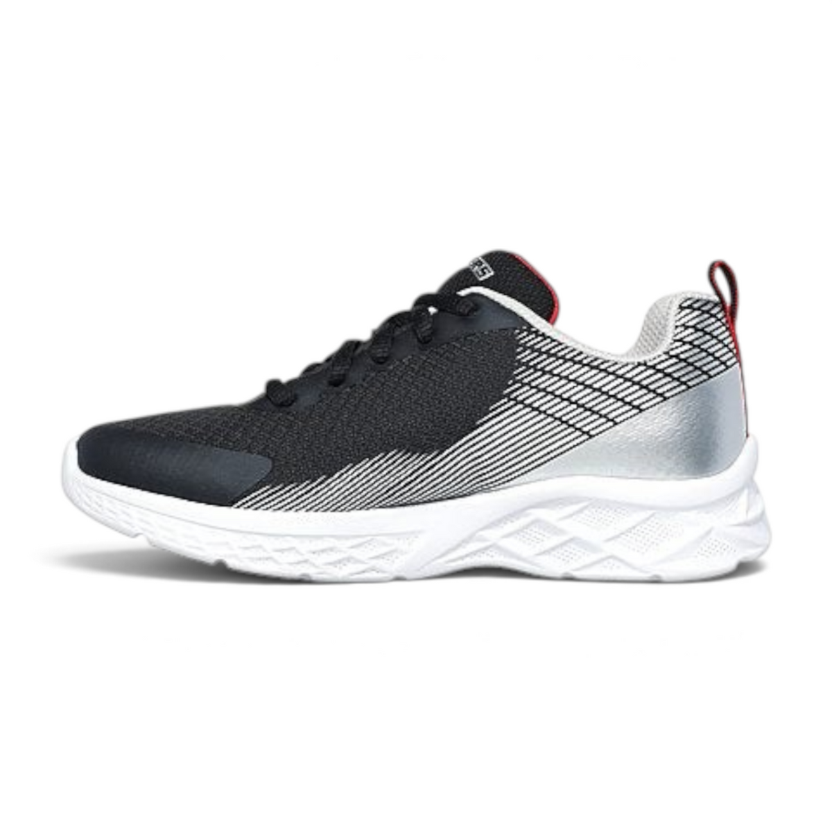 FRG Microspec II Vovrix lightweight black and silver athletic sneaker with a white cushioned sole