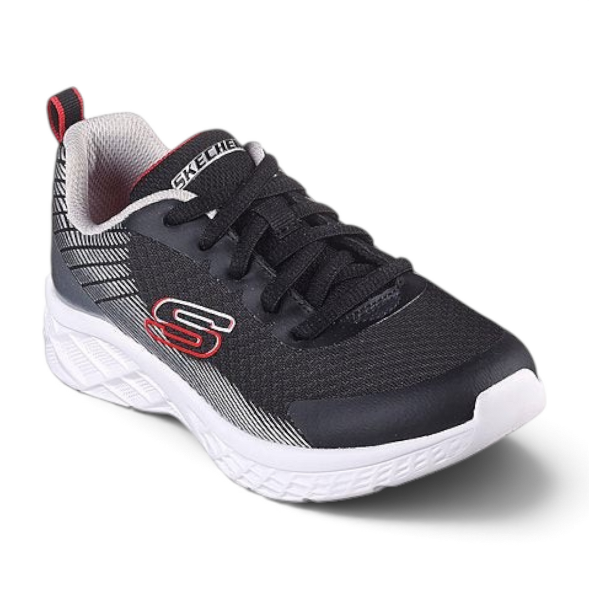 FRG Microspec II Vovrix lightweight black and red athletic sneaker with breathable mesh and white cushioned sole