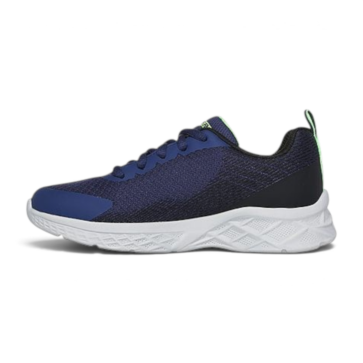 FRG Microspec II Vovrix lightweight navy blue mesh sneaker with white cushioned sole and neon green accents