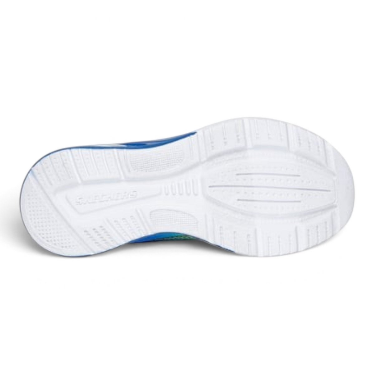 FRG Skechers Microspec Max Advance sneaker showing the white textured rubber outsole with Skechers branding
