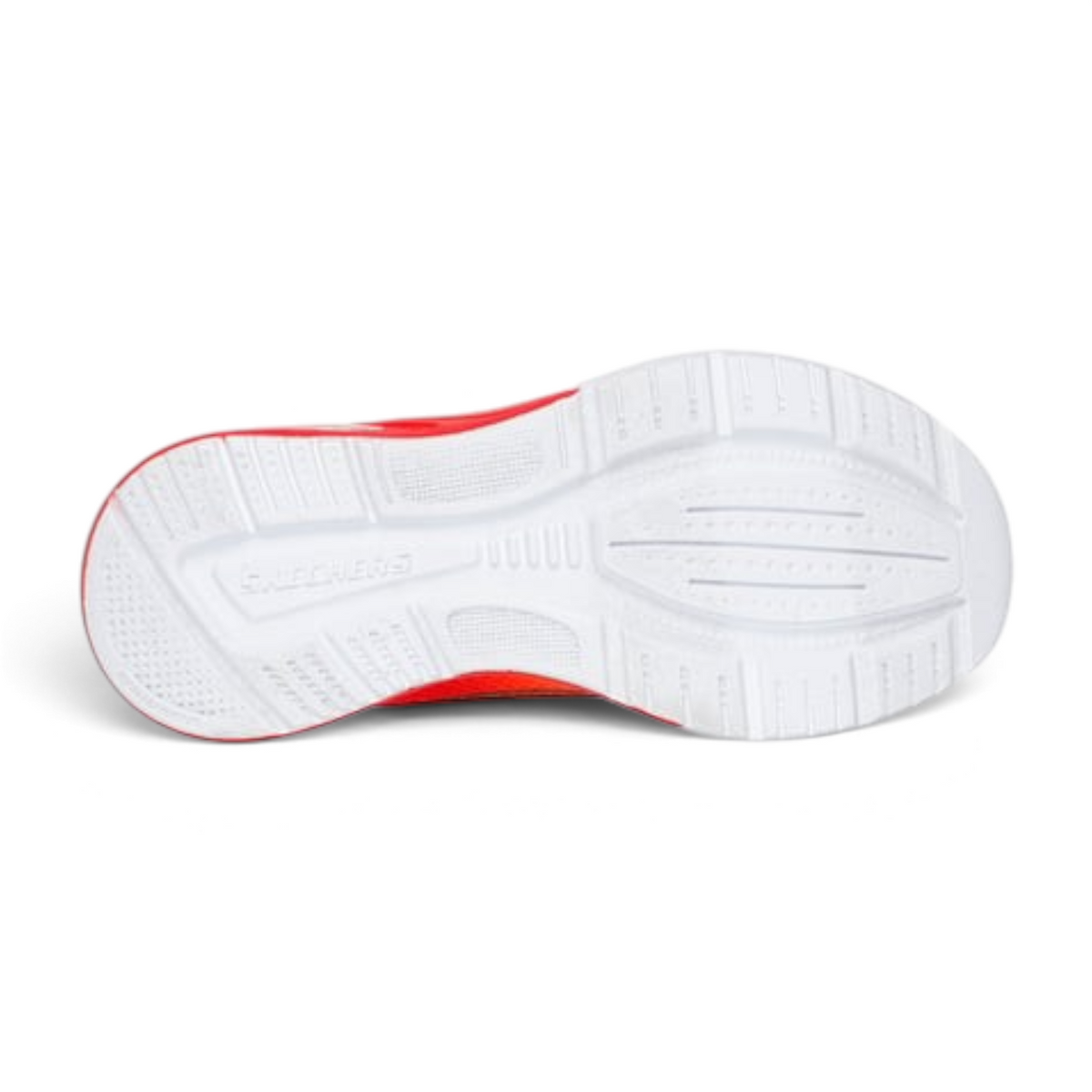 FRG Skechers Microspec Max Advance sneaker showing the white traction outsole with red midsole detailing