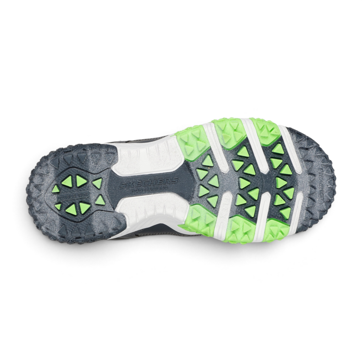 FRG Skechers Elite Sport Field athletic shoe showing the durable green and grey rubber traction outsole
