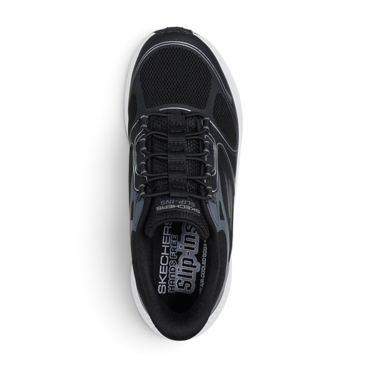 FRG Skechers GO RUN Consistent 2.0 kids black mesh slip-on sneaker with hotmelt overlays and Goga Mat insole