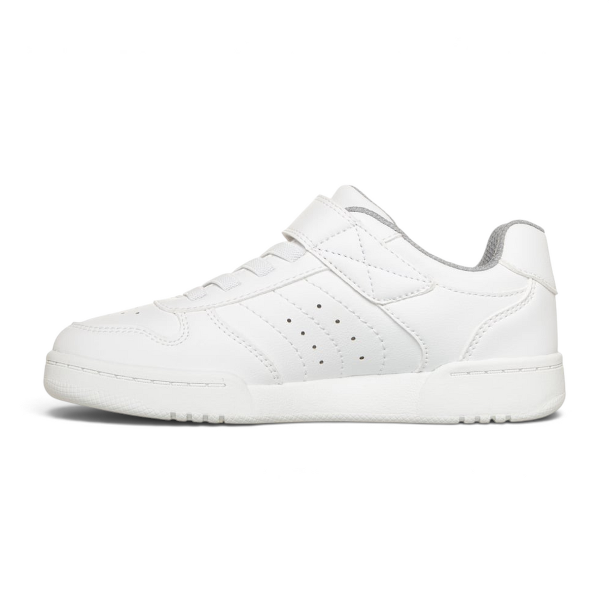 FRG Skechers Quick Street white court-style low-top sneaker with a hook-and-loop strap and perforated side detail.