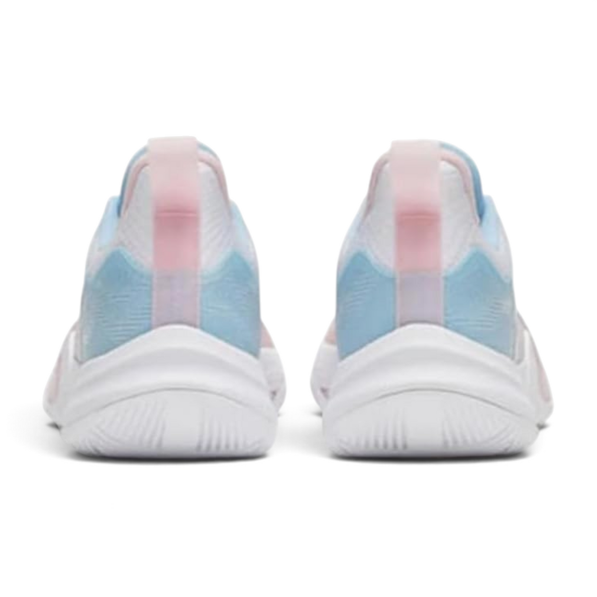 FRG Anta Z-UP 4.0 TEAM sneakers in white, blue, and pink, showing the rear view of the breathable performance shoes.
