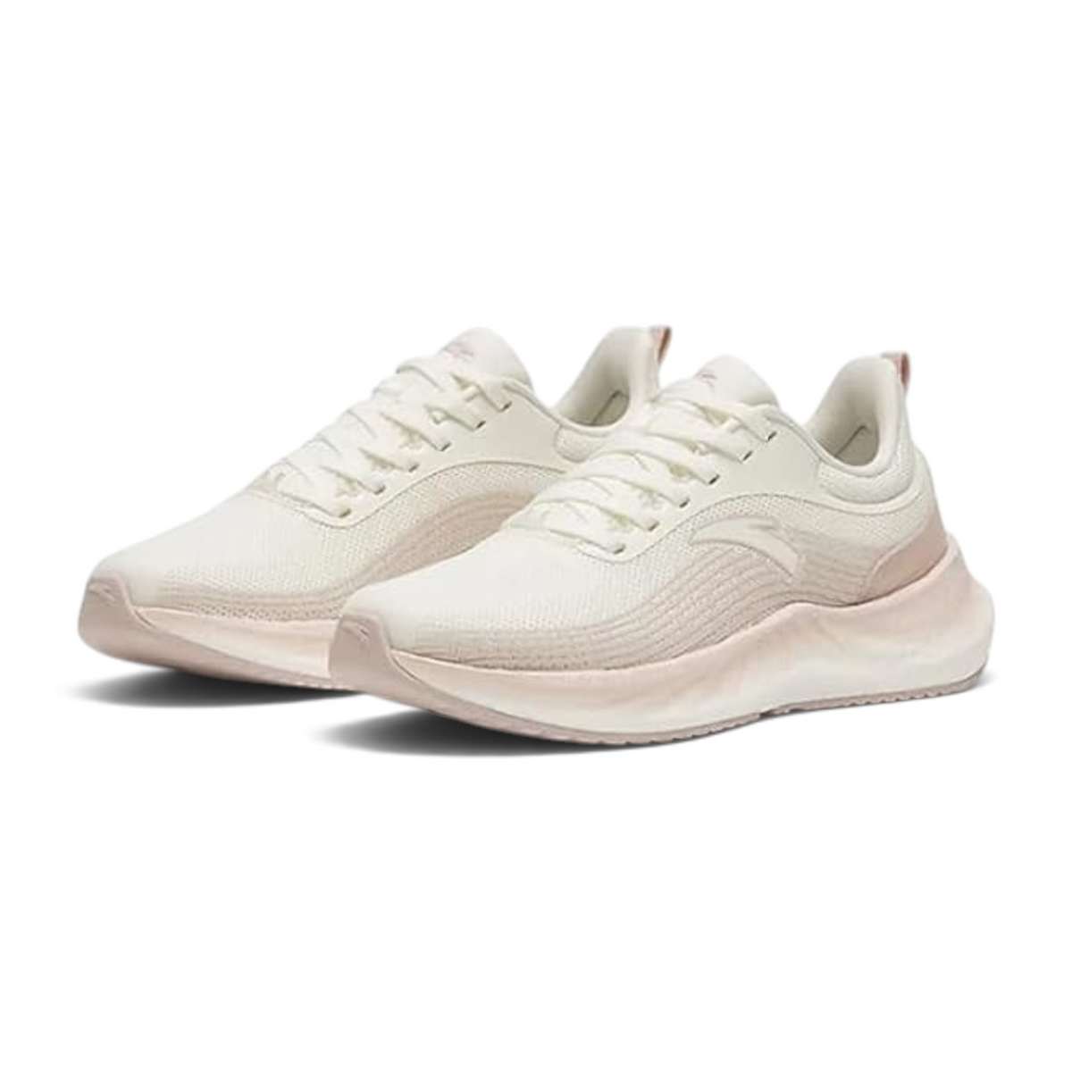 FRG running shoes in cream and soft pink with a breathable mesh upper and cushioned sole