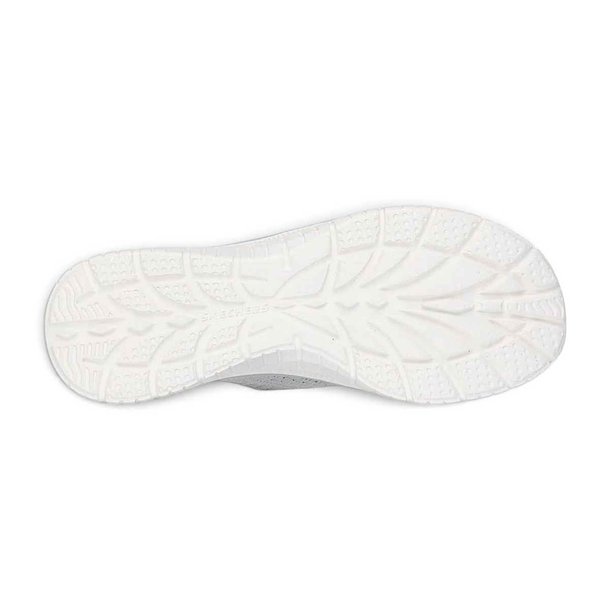 FRG Skechers Virtue Flawless gray slip-on sneaker showing the white textured traction outsole