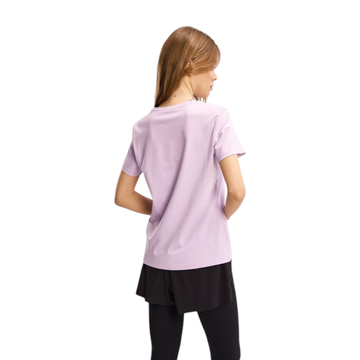 FRG ANTA light purple short sleeve cross training t-shirt worn by a woman, back view