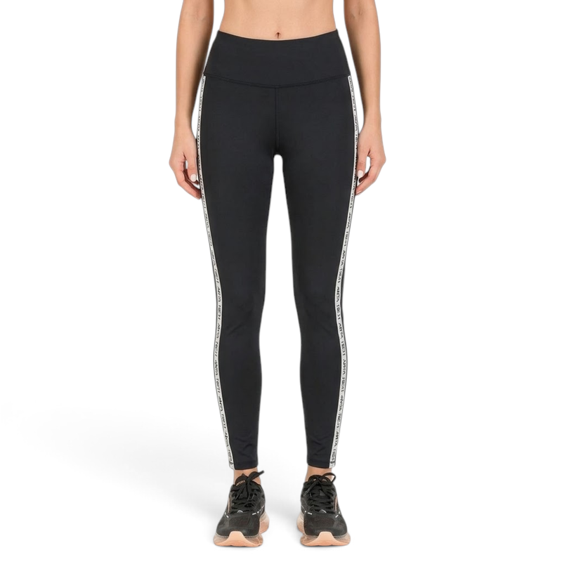 FRG ANTA A-Chill black ankle leggings with side logo tape detail worn by a model for gym and yoga workouts