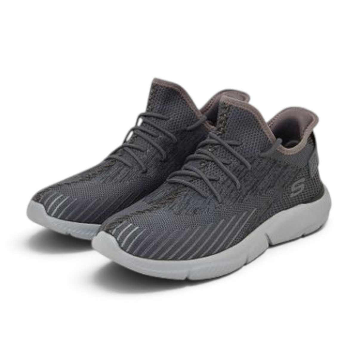 FRG Skechers Ingram charcoal mid-top sneakers with breathable mesh upper and cushioned memory foam insole