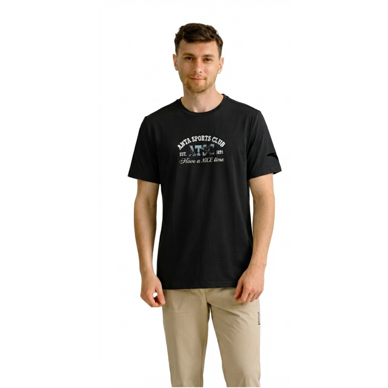 ANTA Retro Sports Short Sleeve T-Shirt Black