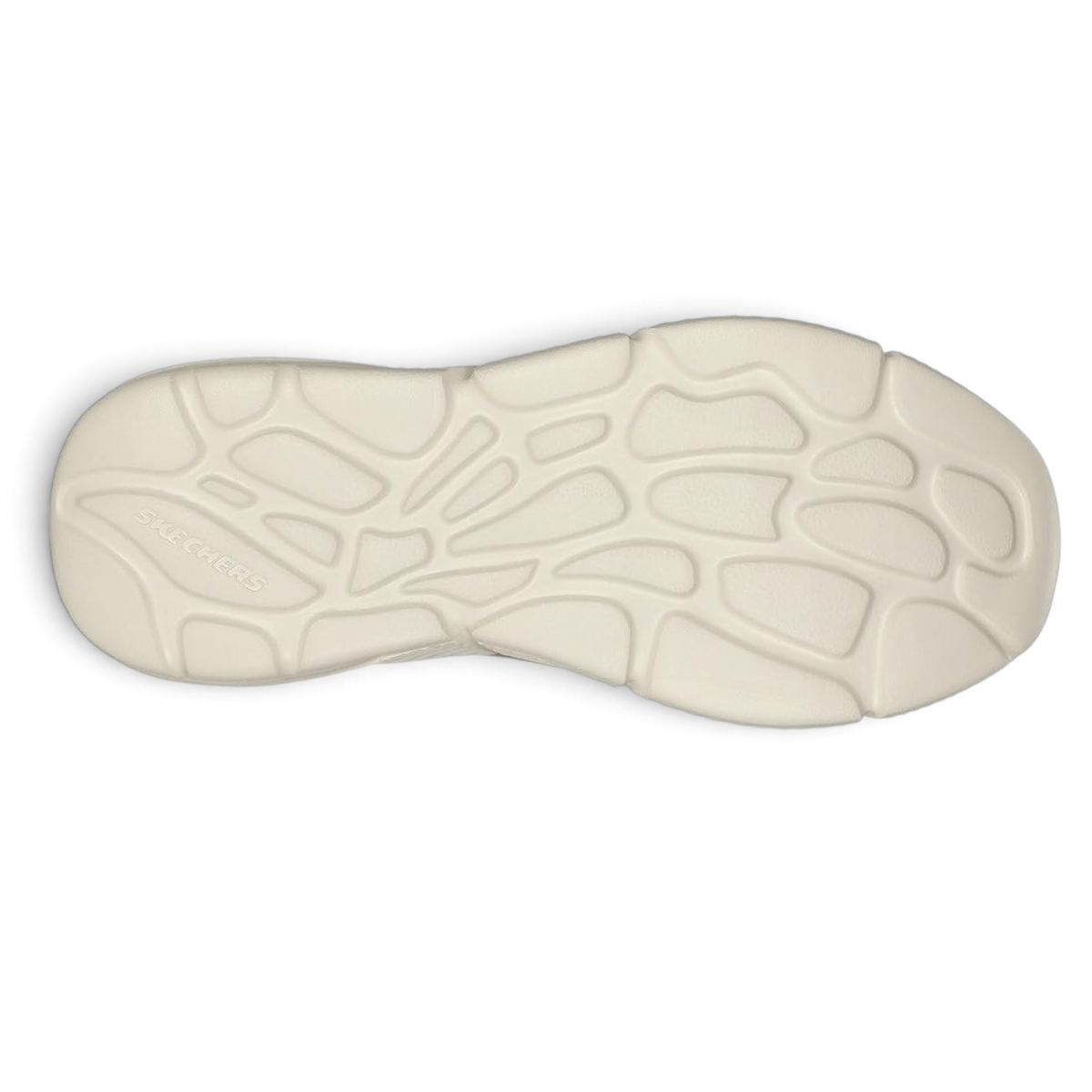 FRG Skechers Ingram tan sneaker showing the textured off-white rubber outsole with a unique organic tread pattern