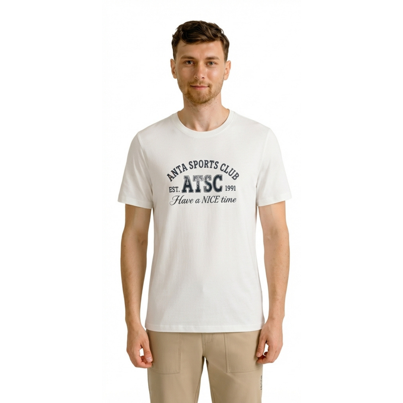 ANTA Retro Sports Short Sleeve T-Shirt White