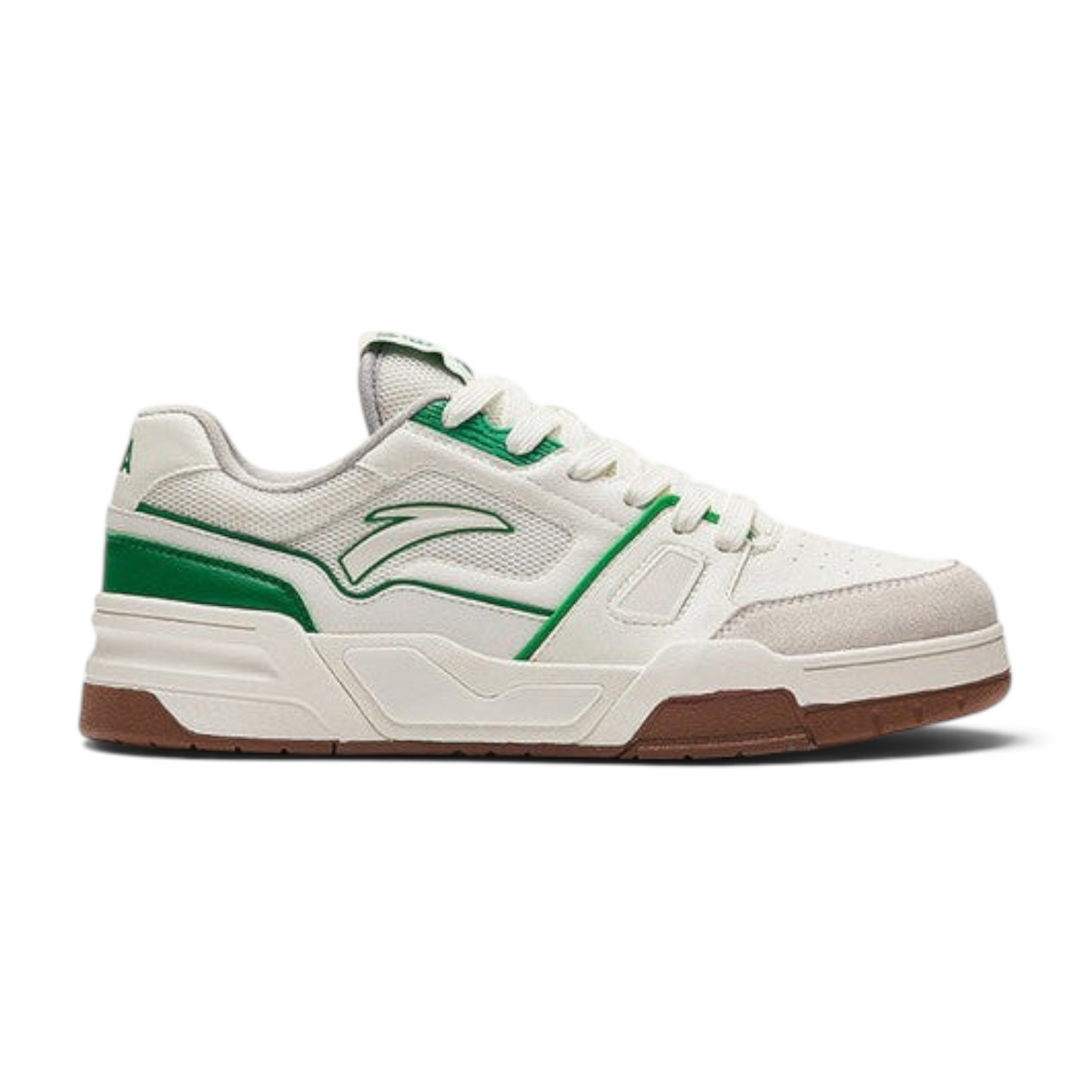 FRG Anta X-Game Flame 5.0 retro sneakers in beige and green with breathable mesh and a durable gum rubber sole.