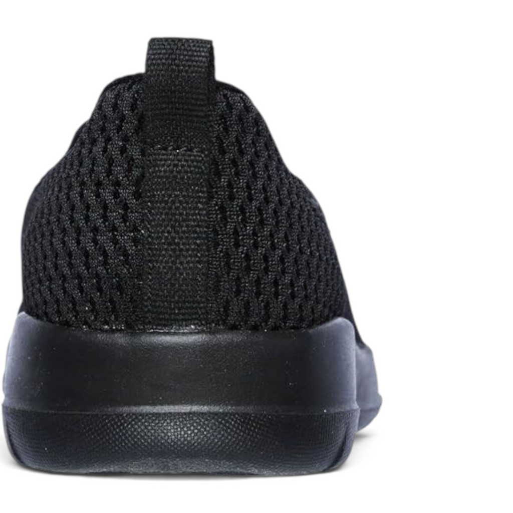 FRG Skechers BTS GO Walk Max black slip-on shoe with breathable mesh upper and cushioned heel, rear view