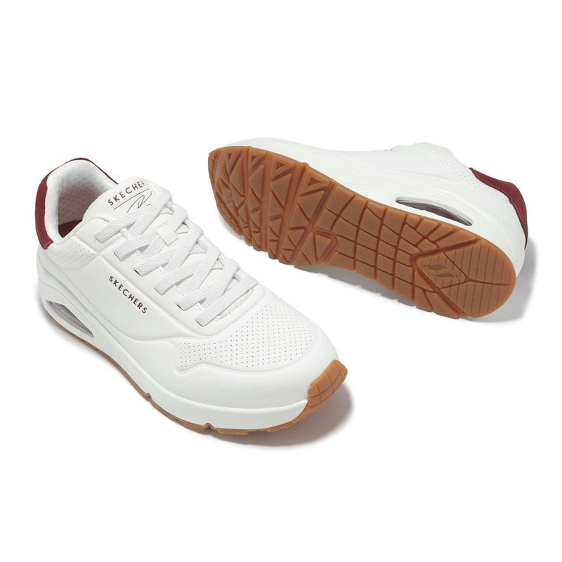 Skechers Uno Retro One White Burgundy Gray