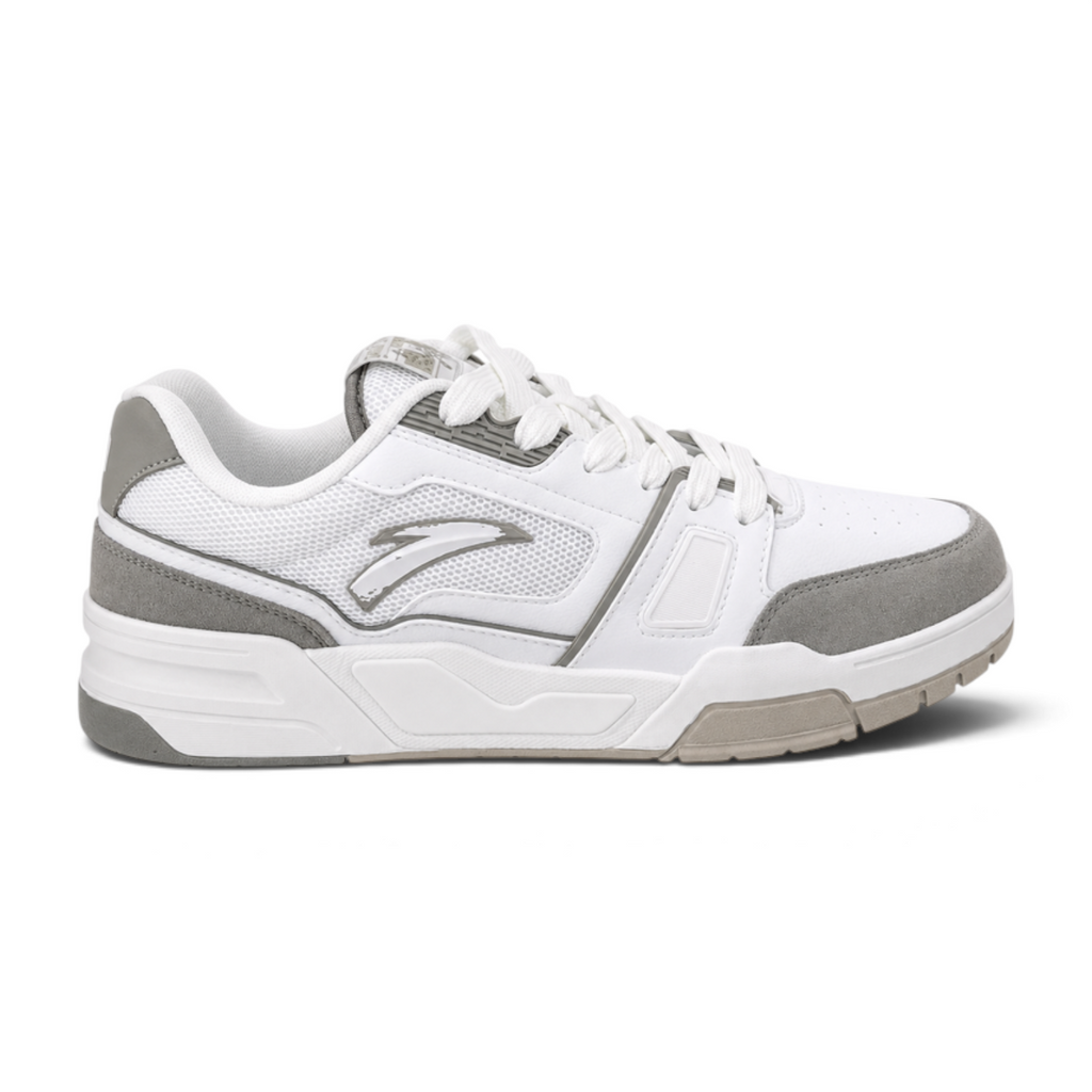 FRG ANTA X-GAME Flame 5 lifestyle sneakers in beige and white with suede, mesh, and TPU detailing.