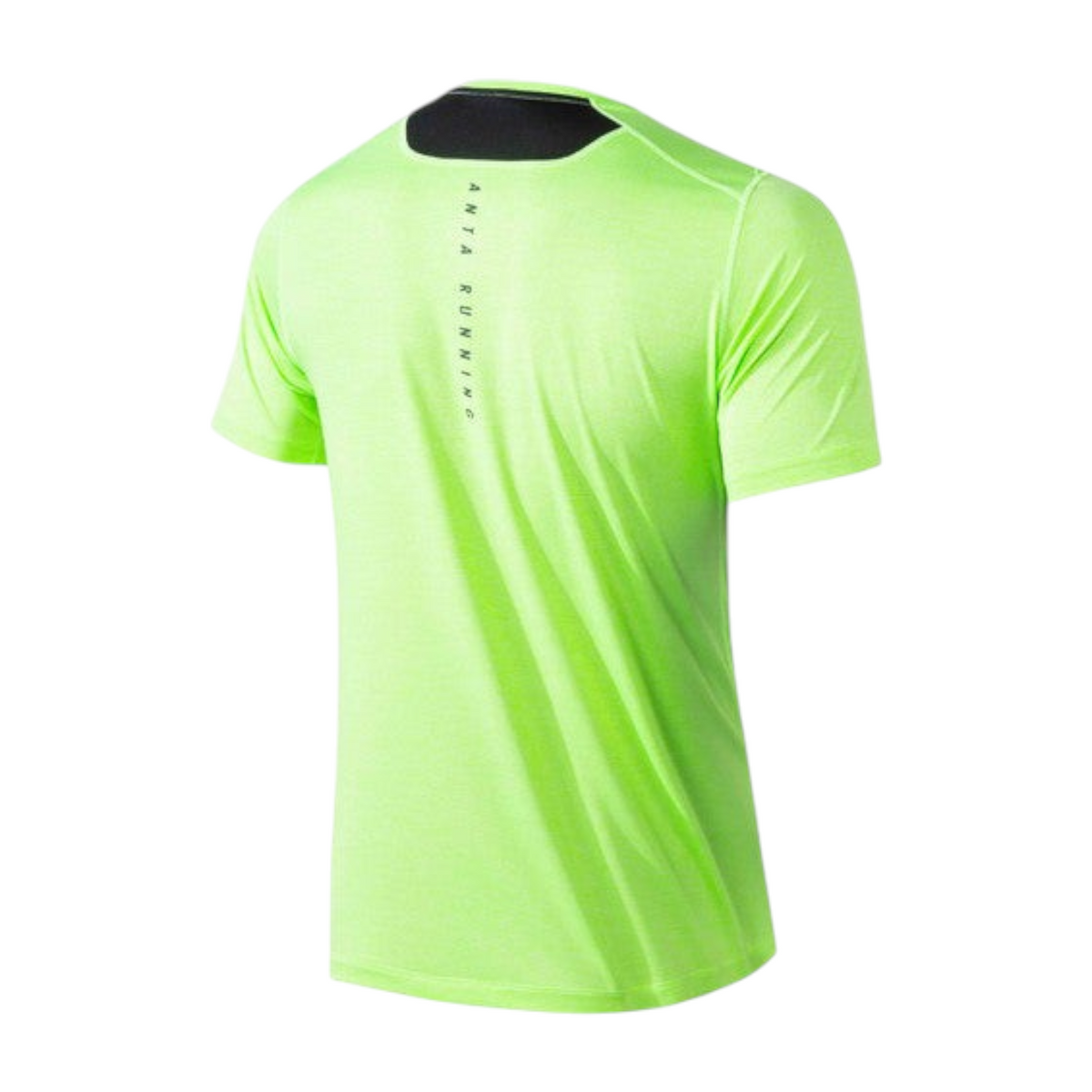 Back view of FRG ANTA fluorescent green short sleeve running t-shirt with A-Cool technology and reflective details
