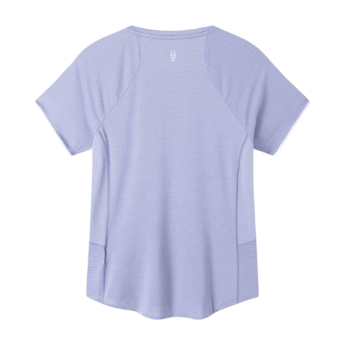 FRG ANTA Racing Challenges purple short sleeve running t-shirt with moisture-wicking fabric and back view