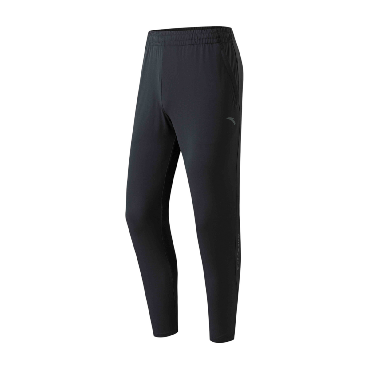 FRG black knit ankle pants with an elastic waistband and athletic tapered fit for training