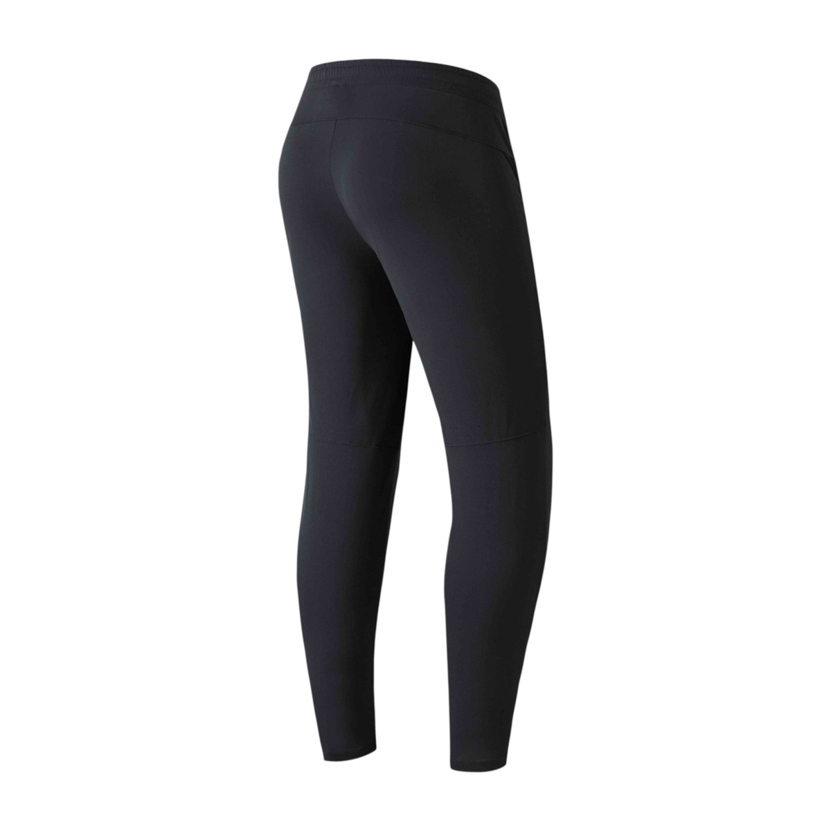 FRG black knit ankle pants viewed from the back, featuring a comfortable elastic waistband and slim fit design.