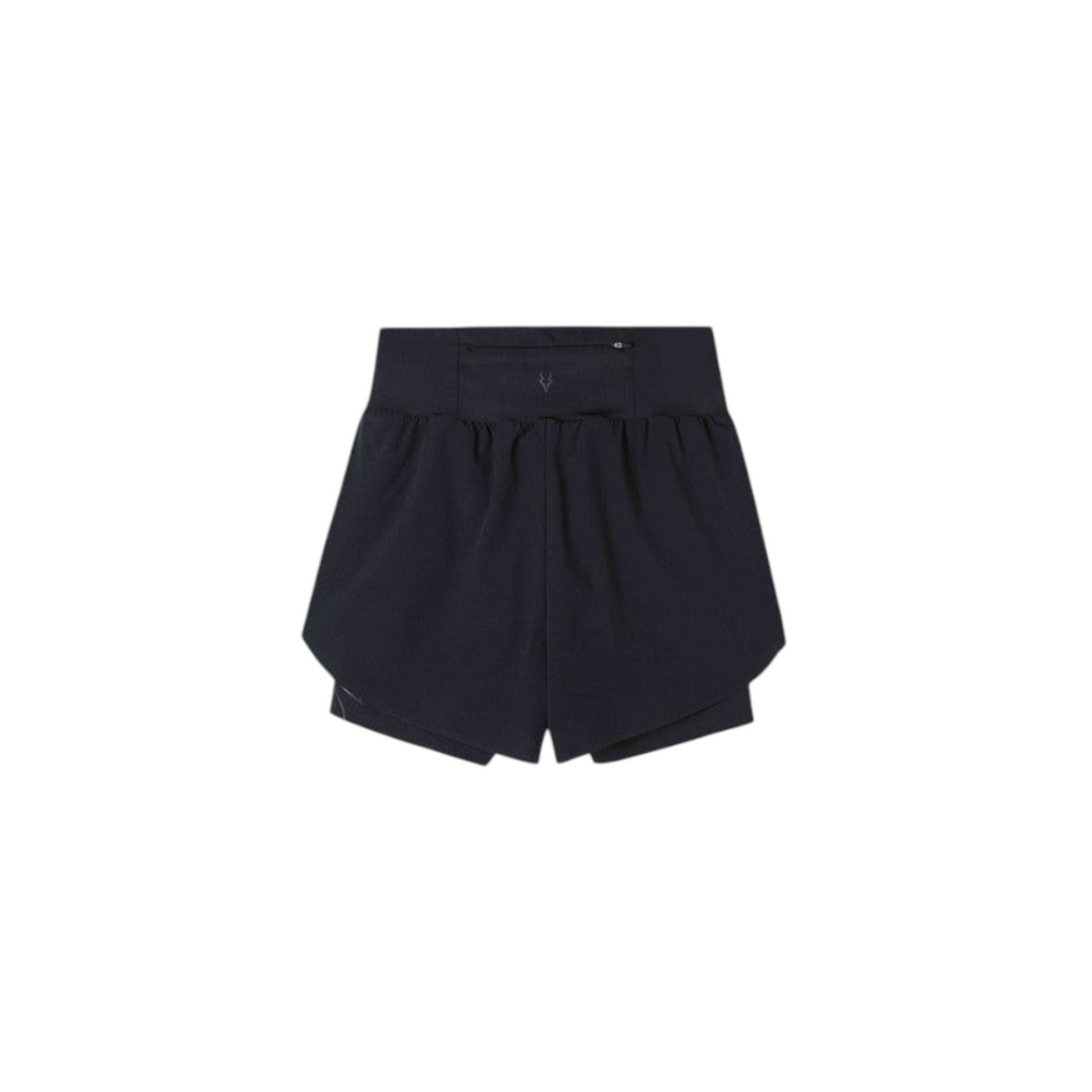 FRG black athletic shorts with a high waistband and back zipper pocket for active lifestyle wear.