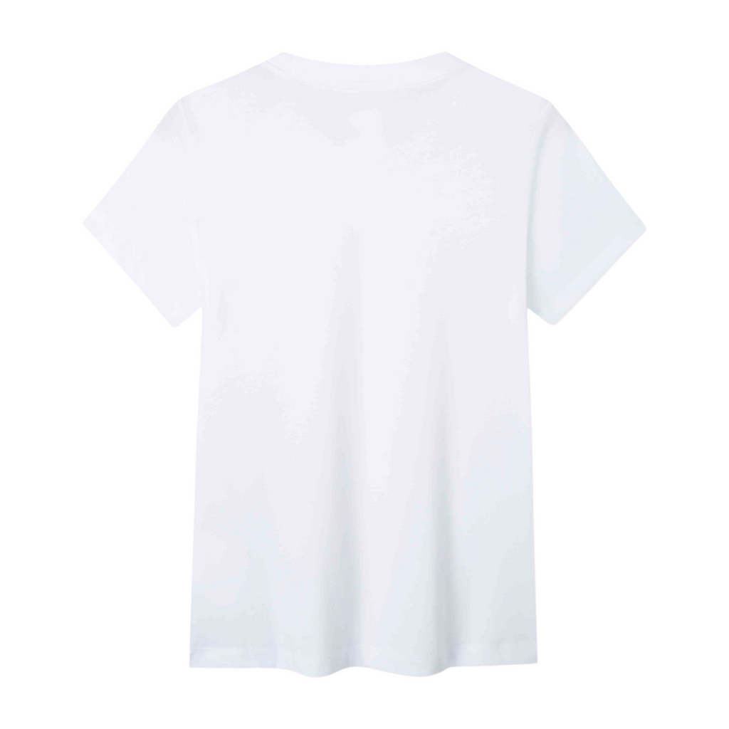 Back view of a plain white short-sleeve crew neck t-shirt from FRG
