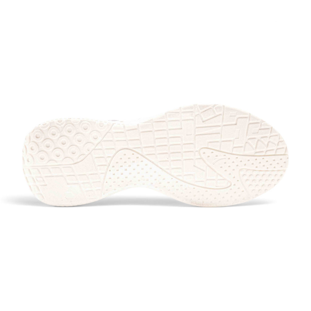 FRG casual shoe white rubber outsole with textured geometric grip pattern for traction