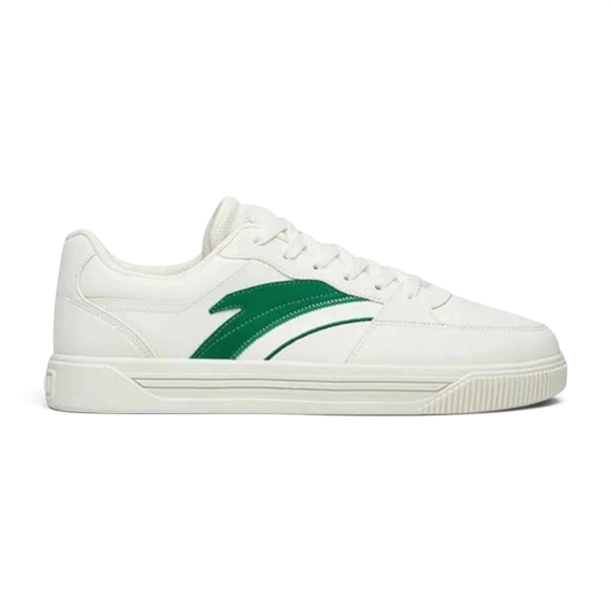 FRG ANTA retro men's lifestyle sneakers in white with green side branding and a clean court-inspired design.