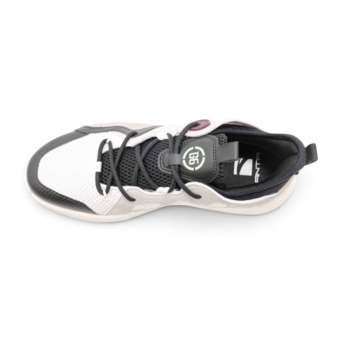 FRG X-GAME SHOES in white and black mesh with a top-down view showing the lace-up design and branded tongue detail.