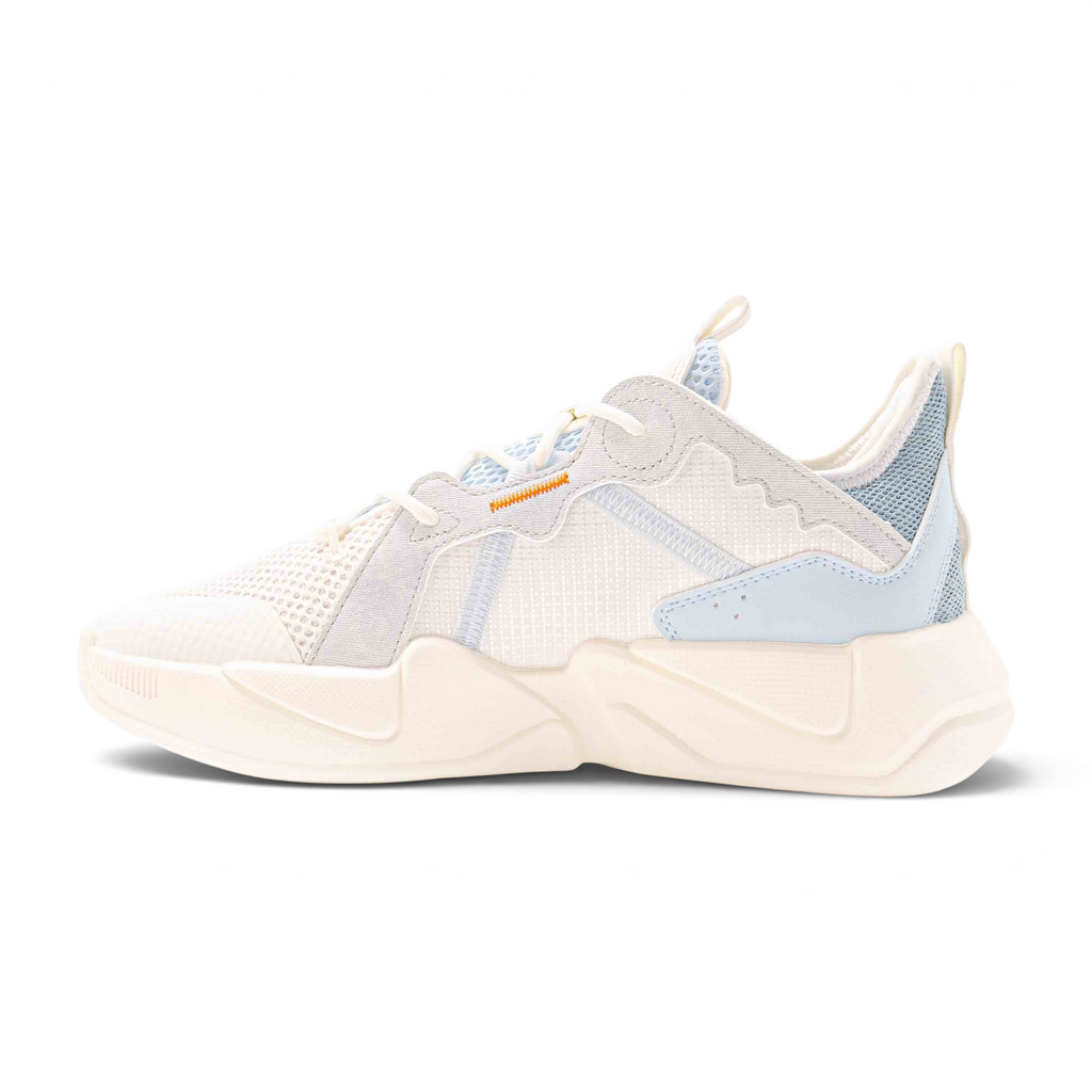 FRG X-GAME SHOES featuring a white and light blue mesh design with a chunky platform sole and modern athletic style.