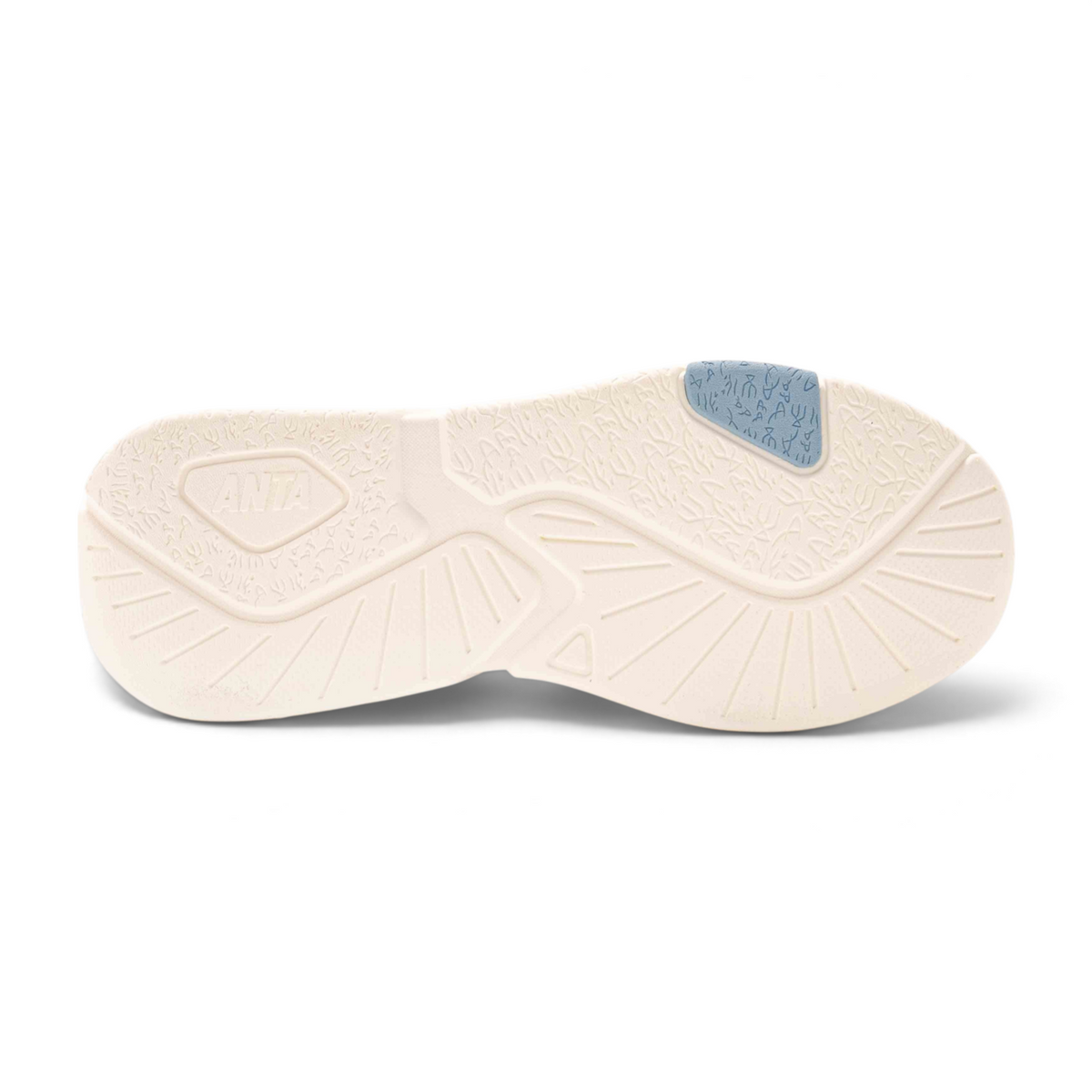 FRG X-GAME SHOES featuring a cream-colored rubber outsole with textured patterns and a blue heel grip detail